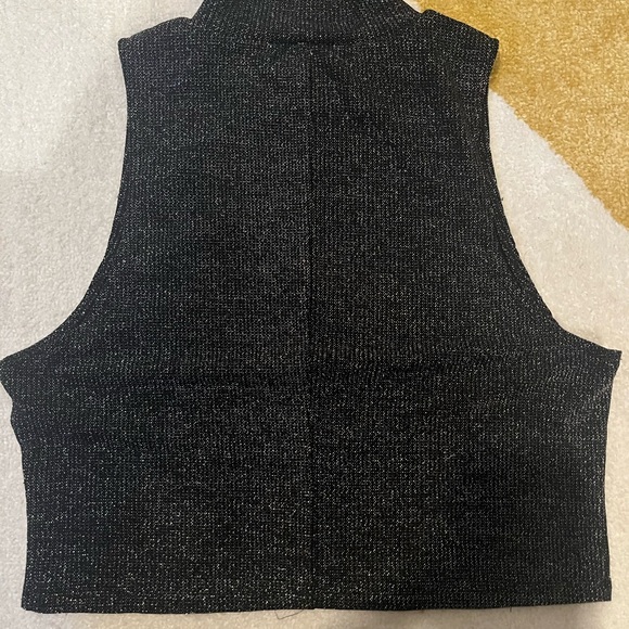 Reformation Griffith Two Piece Metallic Set black Silver XL crop top flare pants - Picture 7 of 13